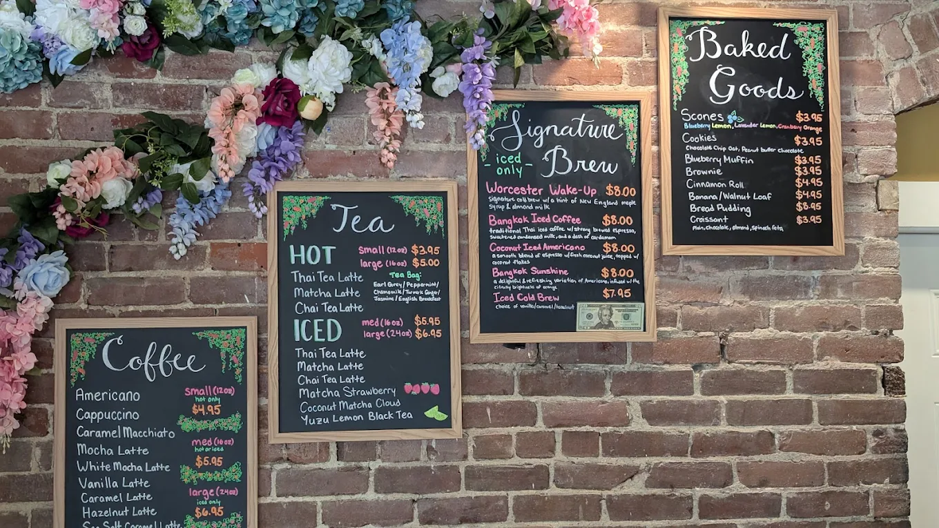 In-store drink menu boards at Grill and Green Kitchen